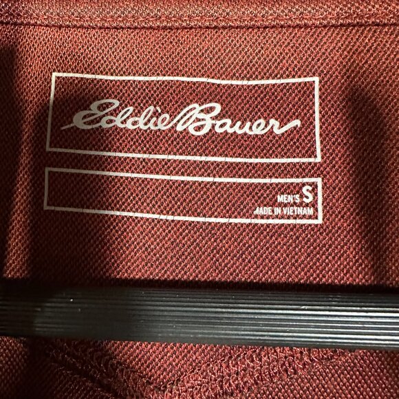 Eddie Bauer Shirt Mens Small Henley Rust Long Sleeve 1/4 Zip Pullover Tee FLAWS - Picture 4 of 10